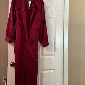 Lane Bryant Satin Burgundy Jumpsuit